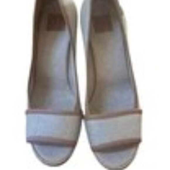 Tory Burch Majorca Canvas Espadrille Wedge Peep Toe Shoes Size 40 - 9-9.5M - Picture 4 of 5